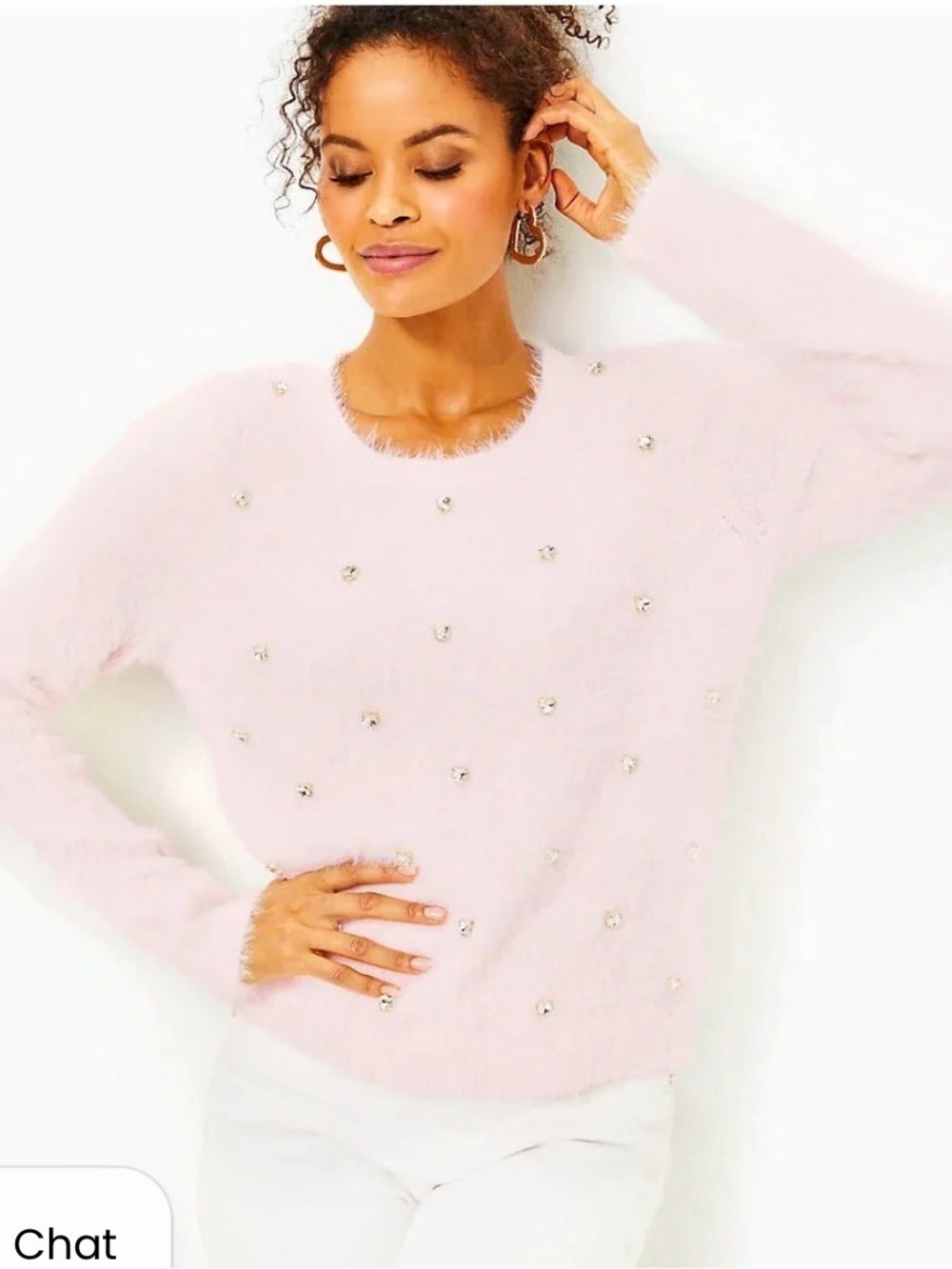 Lilly Pulitzer Pale Pink Embellished Ralley Sweater.